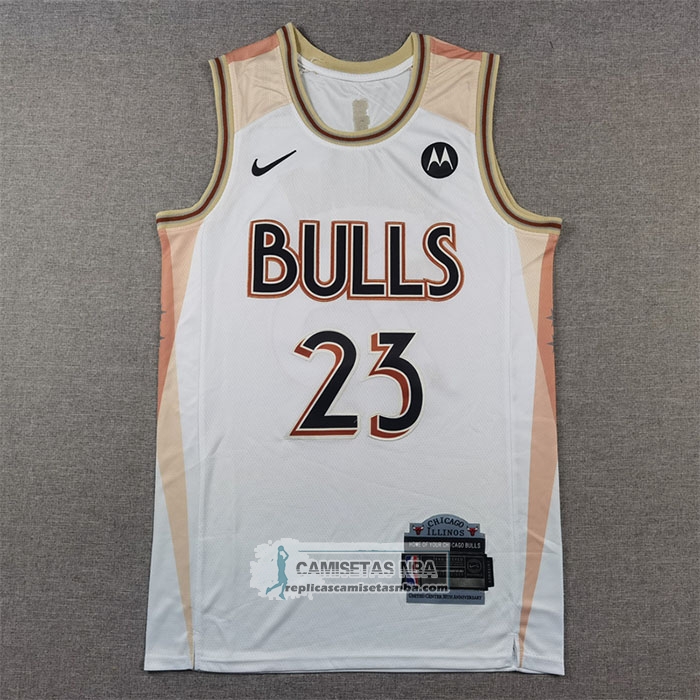 Camiseta Chicago Bulls Michael Jordan NO 23 Ciudad 2024-25 Blanco
